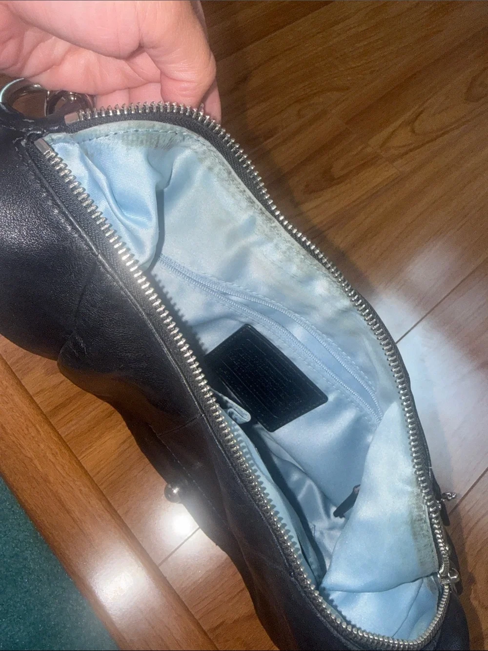 Coach Black Leather Hobo with Silver-Tone Accent